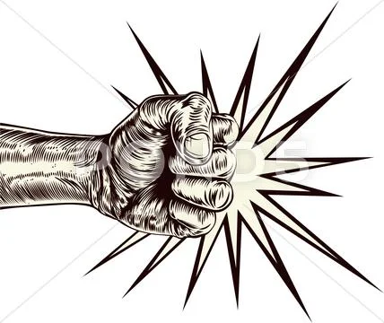 Fist punching wood cut Stock Illustration