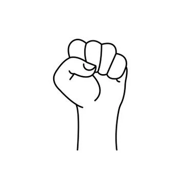 Fist raised up vector linear icon. Hand of protest symbol isolated. Vector EPS10 Stock Illustration