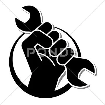 Fist revolution symbol with wrench Stock Illustration