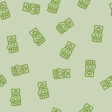 Fist robot hand gesture line vector seamless pattern Stock Illustration