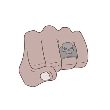 Fist with skull ring Stock Illustration