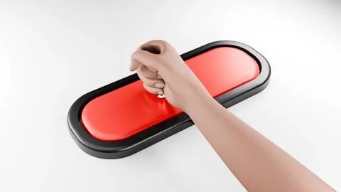 Fist Smashes Giant Red JOIN Button with Force, Hand Pressing Red Button Stock Footage 314504273