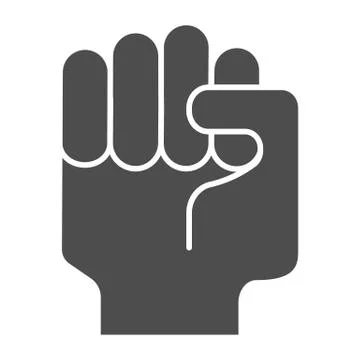 Fist up solid icon. Raised fist vector illustration isolated on white. Hand Stock Illustration