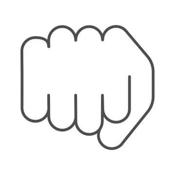 Fist thin line icon. Forward punch vector illustration isolated on white. Power Ilustração Stock