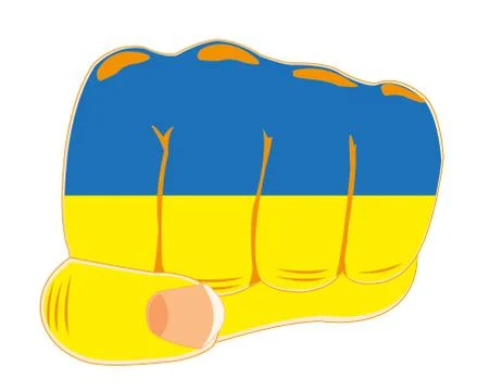 Fist with ukrainian flag Stock Illustration