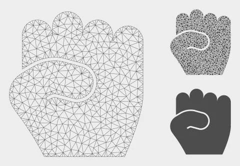 Fist Vector Mesh 2D Model and Triangle Mosaic Icon 库存插图