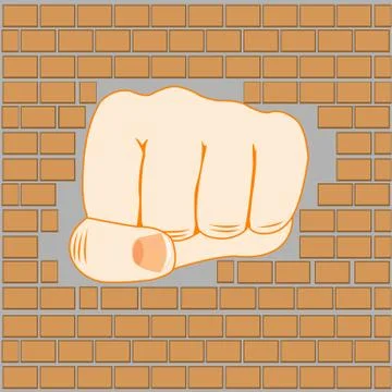 Fist in wall Stock Illustration