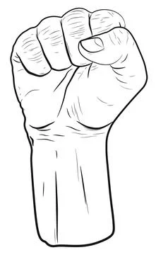 Fist.Outline vector illustration on white background. Stock Illustration