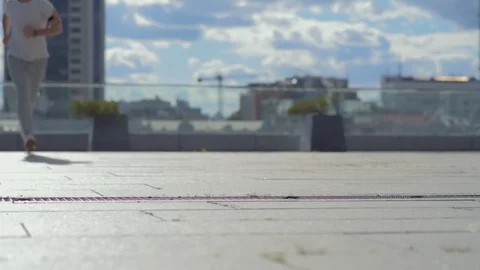 Fit aged man resting after jogging Stock Footage
