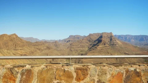 Fit Blonde Model Looking Over the Beautiful Gran Canaria Valley Video stock 114324239