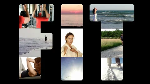 Fit collage on black Video stock 33651432
