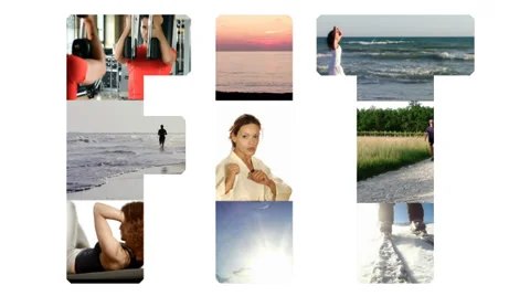 Fit collage on white 스톡 동영상 33651464