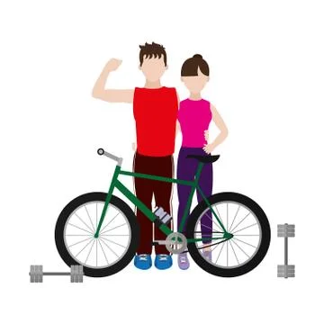 Fit couple doing exercise Ilustração Stock