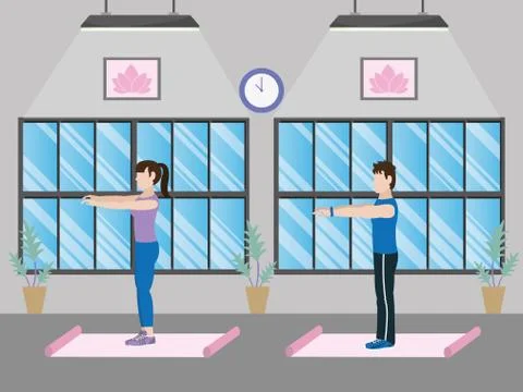 Fit couple doing exercise Ilustração Stock