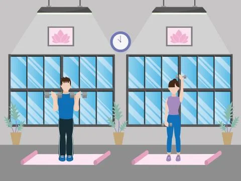 Fit couple doing exercise Ilustração Stock