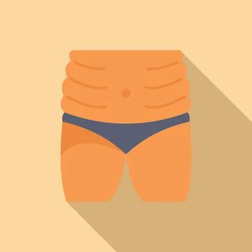 Fit fat body icon flat vector. Liposuction care abdominal Stock Illustration