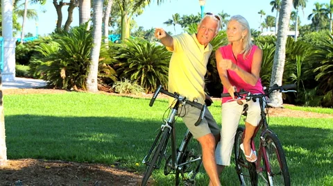 Fit & Healthy Cycling Seniors Stock Footage