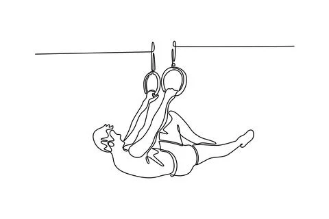 Fit man with big muscles doing cross workout training on the gymnastic ring Stock Illustration
