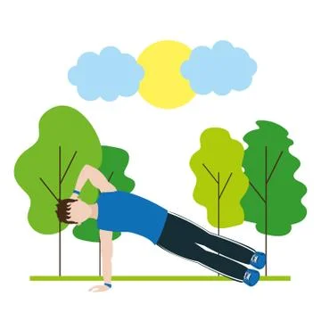 Fit man doing exercise Ilustração Stock