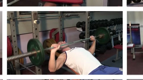 Fit man doing workout at the gym, montage Stock Footage 48438959