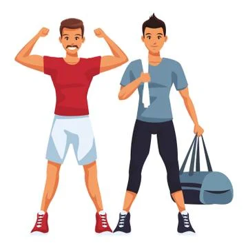 Fit men doing exercise Stock Illustration