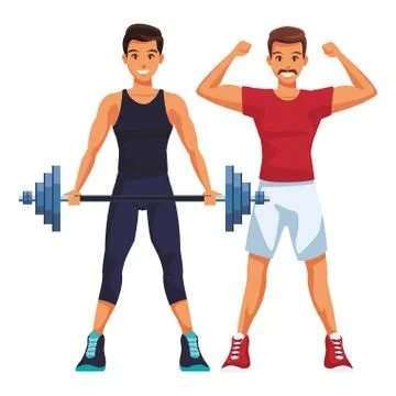 Fit men doing exercise Stock Illustration