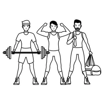 Fit men doing exercise Stock Illustration