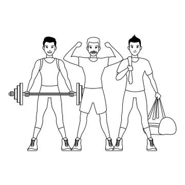 Fit men doing exercise Stock Illustration