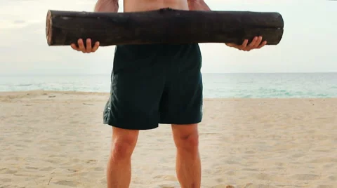 Fit Young Man Exercising on Beach. Crossfit Work Out. Healthy Active Lifestyl Stock-Footage 54144646