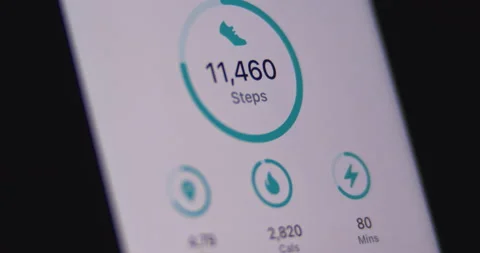 Fitbit App on Smartphone. Macro close up. opening and viewing app Stock Footage 149546333