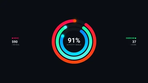 Fitness Activity Goals Circular Progress Tracker UI Animation Stock Footage 337702263