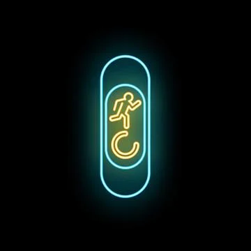 Fitness activity tracker displaying running person icon neon Ilustración de archivo
