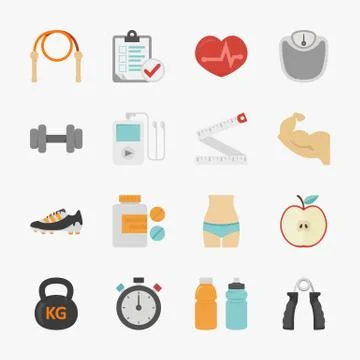Fitness and health icons with white background , eps10 vector format Stock Illustration