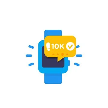 Fitness app, track the steps, pedometer in smart watch icon Stock Illustration