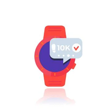 Fitness app, track the steps, pedometer in smart watch vector icon Stock Illustration