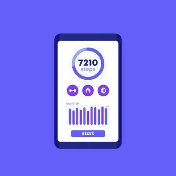 Fitness app, vector ui design Illustrazione stock