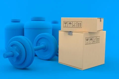 Fitness background with stack of boxes Stockillustratie