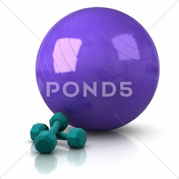 Fitness ball and weights Stock Illustration