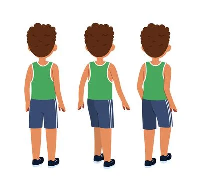 Fitness boy constructor. Man in sportive uniform walk back view. Kit for Stock Illustration