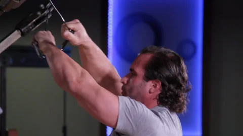 Fitness Cable Machine Workout Stock Footage 39153388