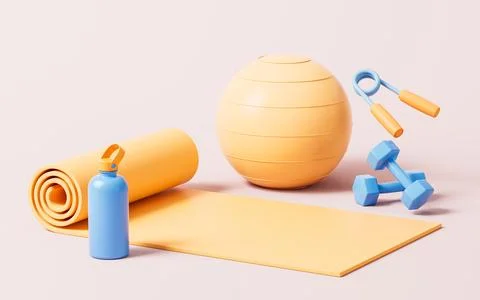 Fitness with cartoon style, 3d rendering. Stock Illustration