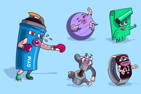 Fitness Characters Set Stock Illustration