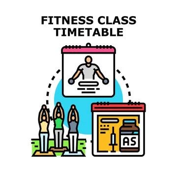 Fitness class timetable planning workout schedule Stock Illustration