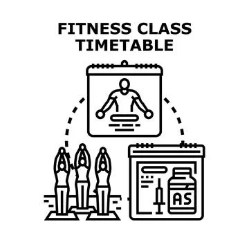 Fitness class timetable planning workout schedule Stock Illustration