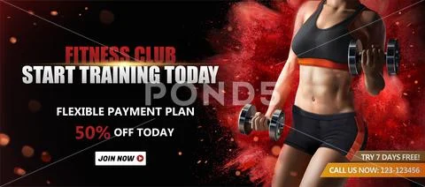 Fitness club banner ads Stock Illustration