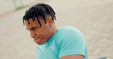 Fitness, commitment and black man training in street, exercise and workout with 動画素材 226581461