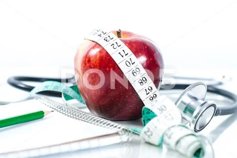 Fitness concept with fruit. Fitness motivation. Stock Photos