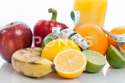 Fitness concept with fruit. Fitness motivation. Stock Photos
