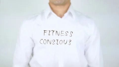 Fitness Consious, Man Writing on Glass Stock Footage
