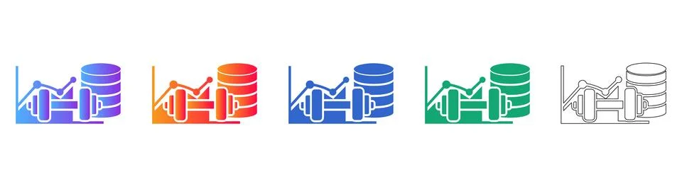 Fitness Data and Database Analytics Icons Stock Illustration